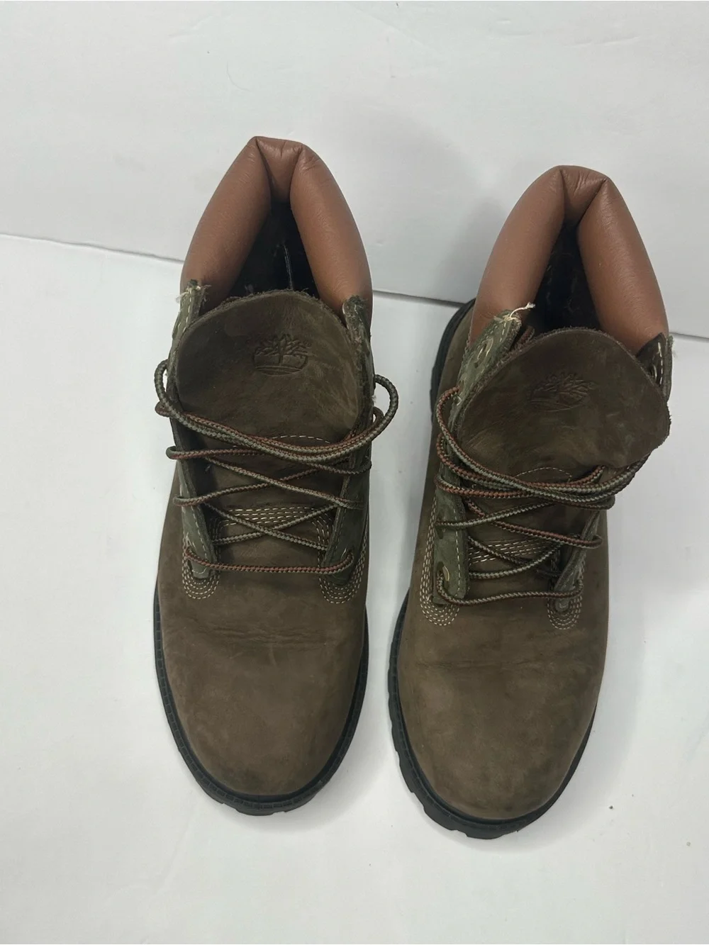 Timberland Olive and Brown Leather Ankle Boots